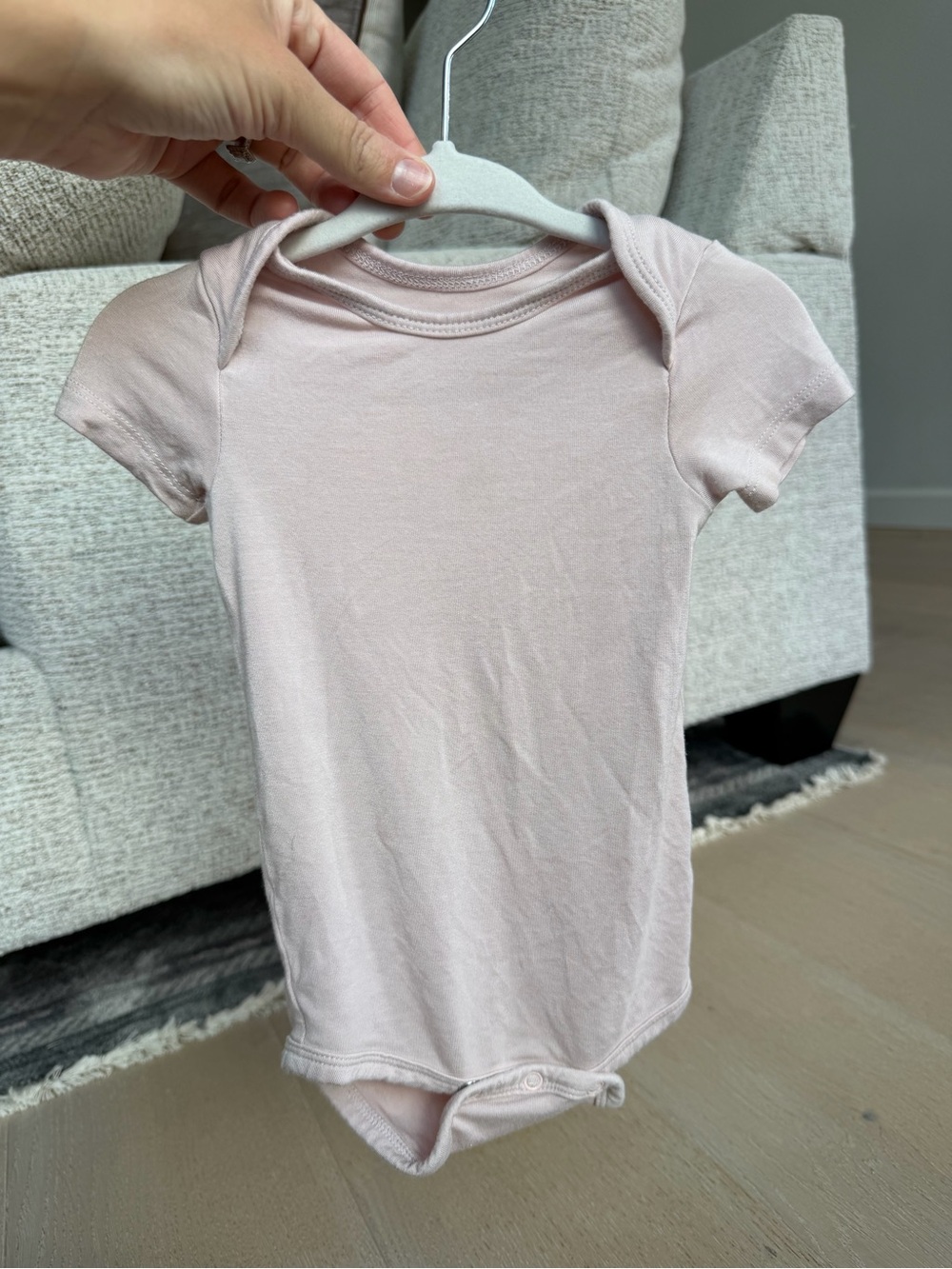 Kyte BABY Short-Sleeve Bodysuit in Blush Pink